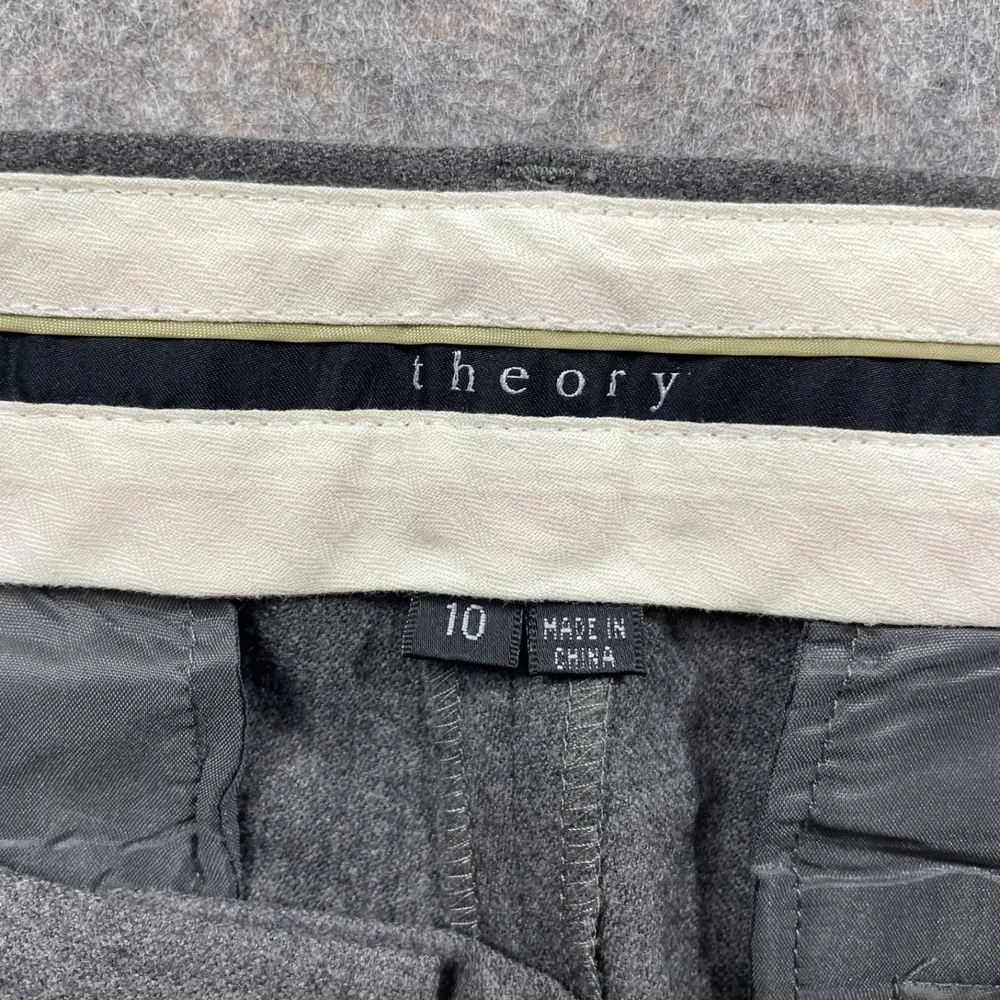 Theory 10 Gray Dress Pants Capri Wool Spandex Slit Pockets‎ Business